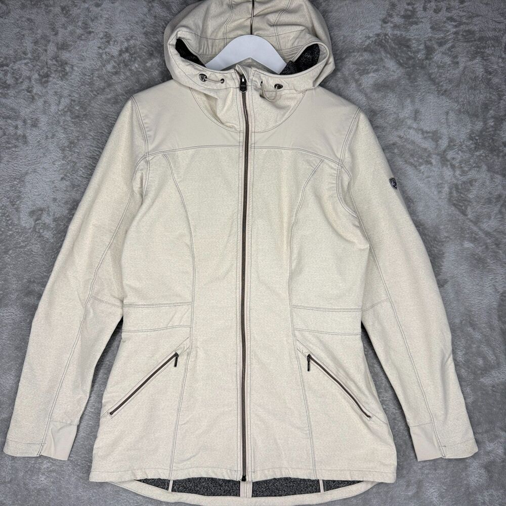 Kuhl Jacket Womens Medium Klash Trench Projekt Beige Softshell Hooded Full Zip